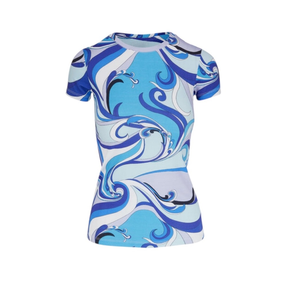 NWT L’Agence Ressi Fitted Tee in Provence Blue & Lavender Sz M